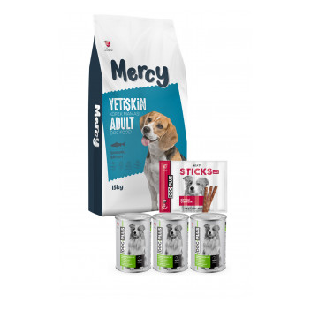 Mercy Somonlu Yetişkin Köpek Maması 15 Kg + 3 Adet DogPlus Tavuklu Konserve + 1 Adet DogPlus Biftekli Ödül Maması