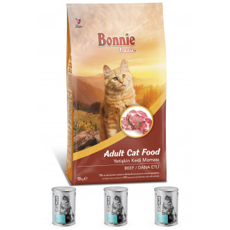 Bonnie Dana Etli Yetişkin Kedi Maması 10 Kg + 3 Adet CatPlus Balıklı Kedi Konservesi