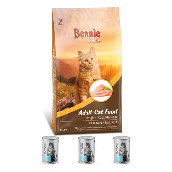 Bonnie Tavuklu Yetişkin Kedi Maması 10 Kg + 3 Adet CatPlus Balıklı Kedi Konservesi