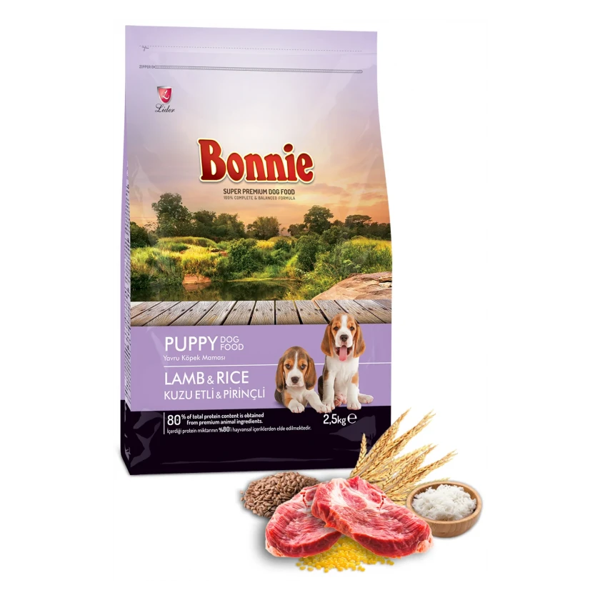 Bonnie Kuzu Etli Pirinçli Yavru Köpek Maması 2.5 Kg