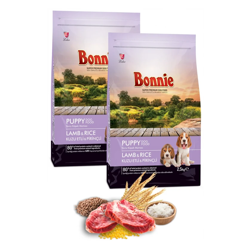 Bonnie Kuzulu Ve Pirinçli Yavru Köpek Maması 2.5 Kg x 2 Adet