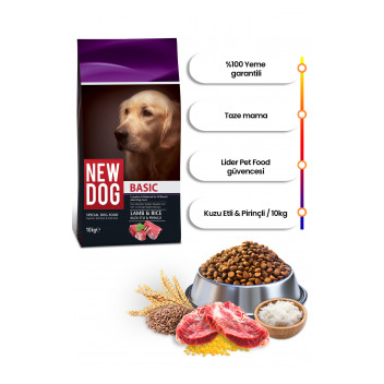 New Dog Kuzu Etli - Pirinçli Yetişkin Köpek Maması 10 KG