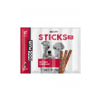 DogPlus Biftekli Stick Köpek Ödülü Maması 11 Gr X 6 Adet (66Gr)