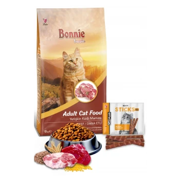 Bonnie Dana Etli Yetişkin Kedi Maması 10 Kg + CatPlus Biftekli Kedi Ödül Çubuğu 6 Gr x 5 Adet (30Gr)